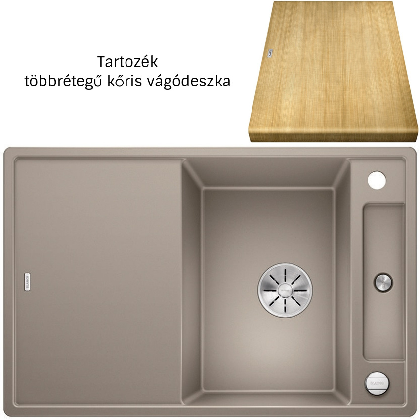 Blanco Axia III 45S tartufo 523180 Silgranit mosogatótálca fa vágódeszkával