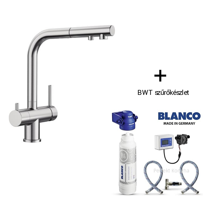 Blanco Fontas-S II Filter UltraResist 525230 kihúzható fejes csaptelep BWT szűrőkészlettel
