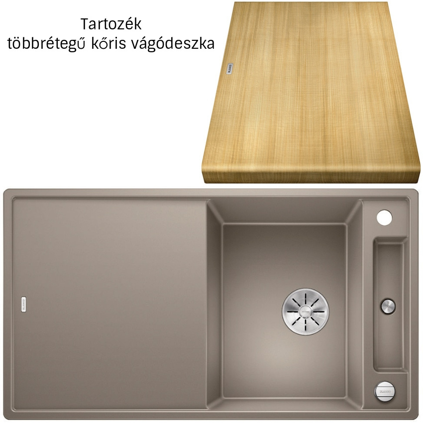 Blanco Axia III 5S tartufo 523212 Silgranit mosogatótálca fa vágódeszkával