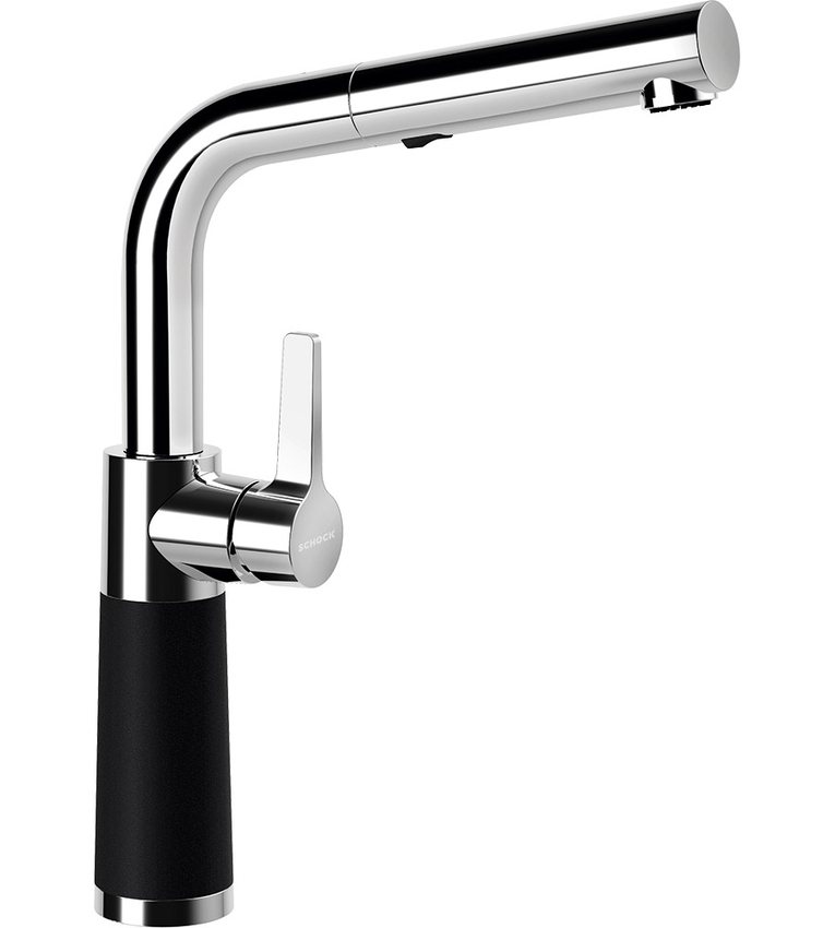 Schock SC-540 EXT Puro/mélyfekete Cristadur kihúzható zuhanyfejes csaptelep