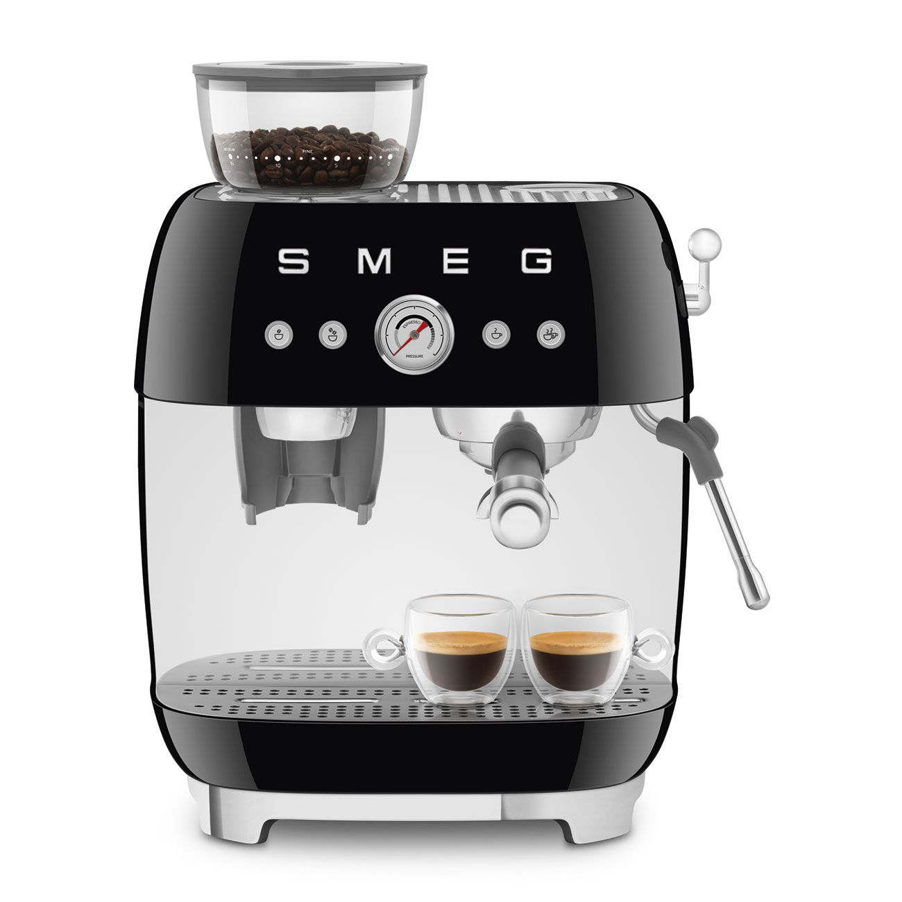 Smeg EGF03BLEU fekete őrlővel kombinált espresso kávéfőző