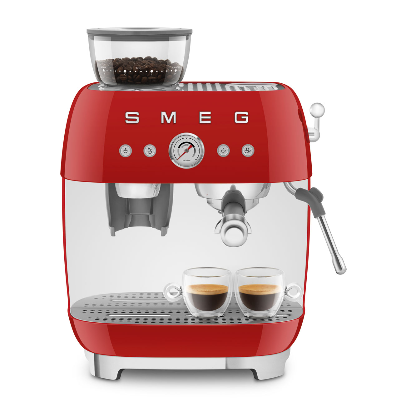 Smeg EGF03RDEU piros őrlővel kombinált espresso kávéfőző