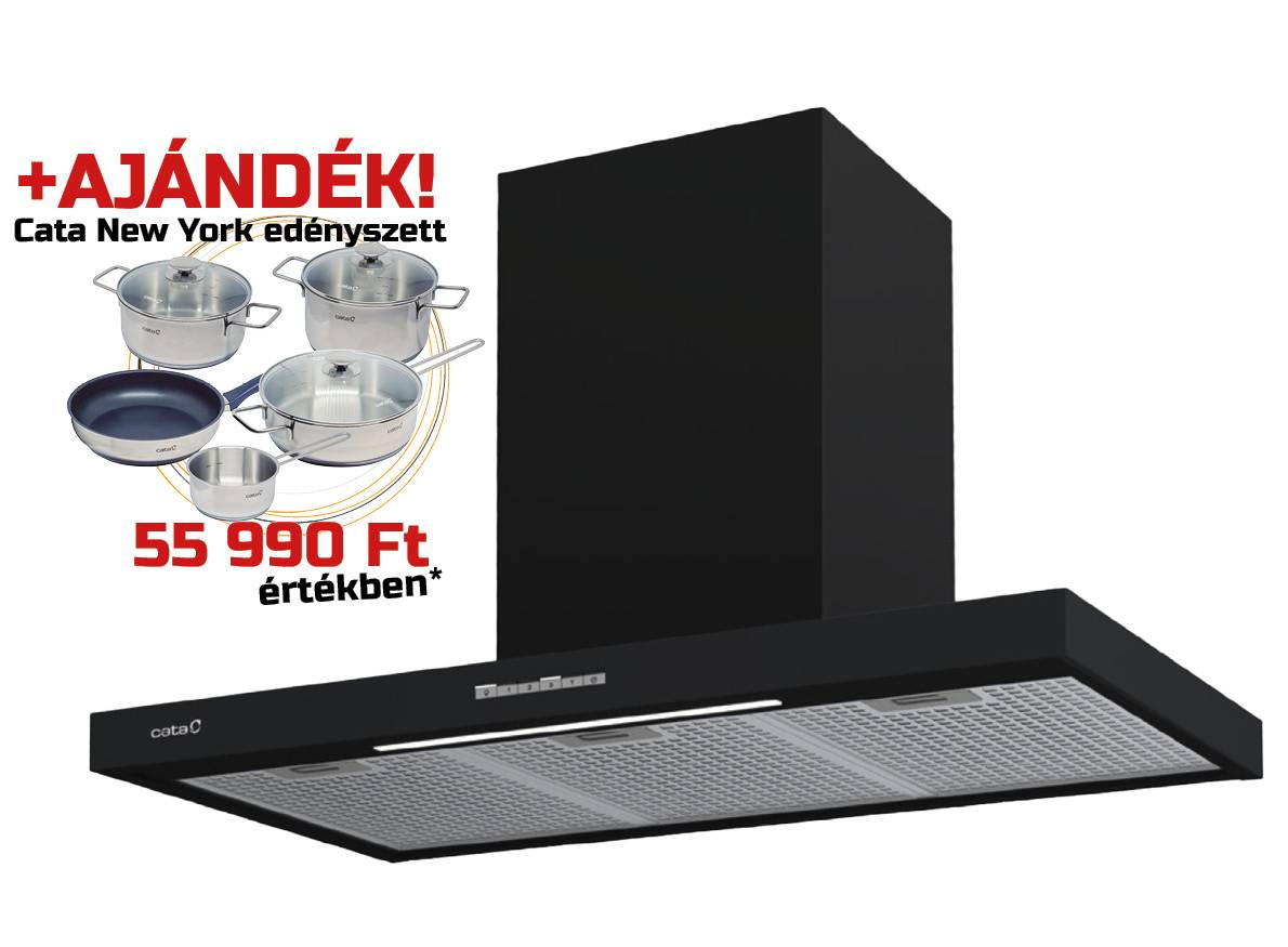 CATA Sygma 9010 BK fekete fali páraelszívó + ajándék edénykészlet